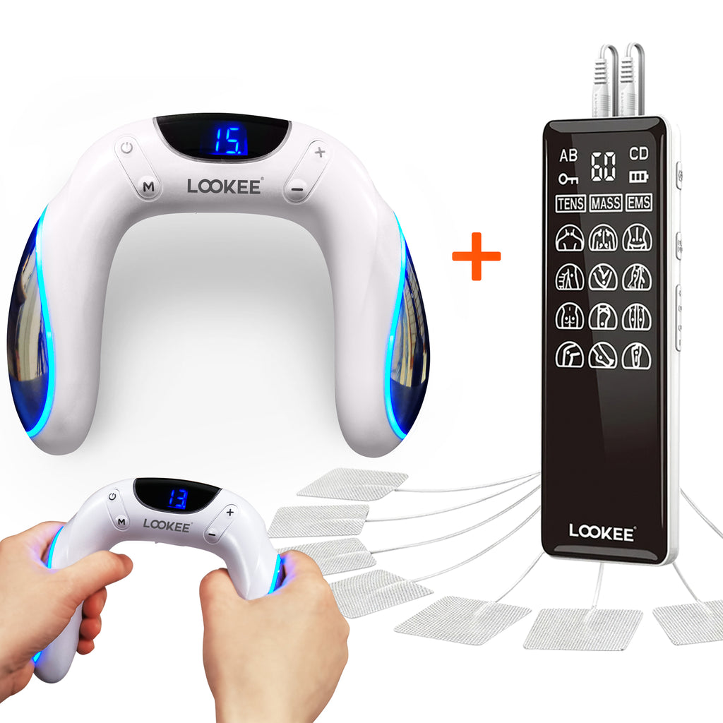 LOOKEE LK113 Premium LED 4-Channel Tens Unit EMS Massage Muscle Stimulator for Pain Relief Therapy | Electric Pulse Massager