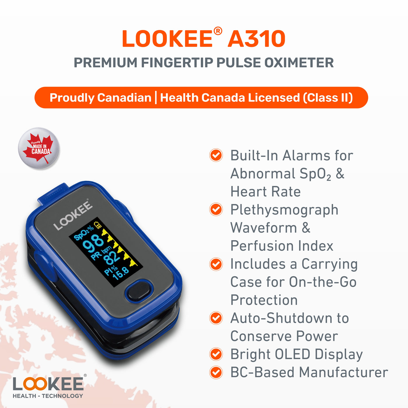 Finger Pulse Oximeter for Home Use in Canada | Ideal for Home, Sports, and Wellness Tracking